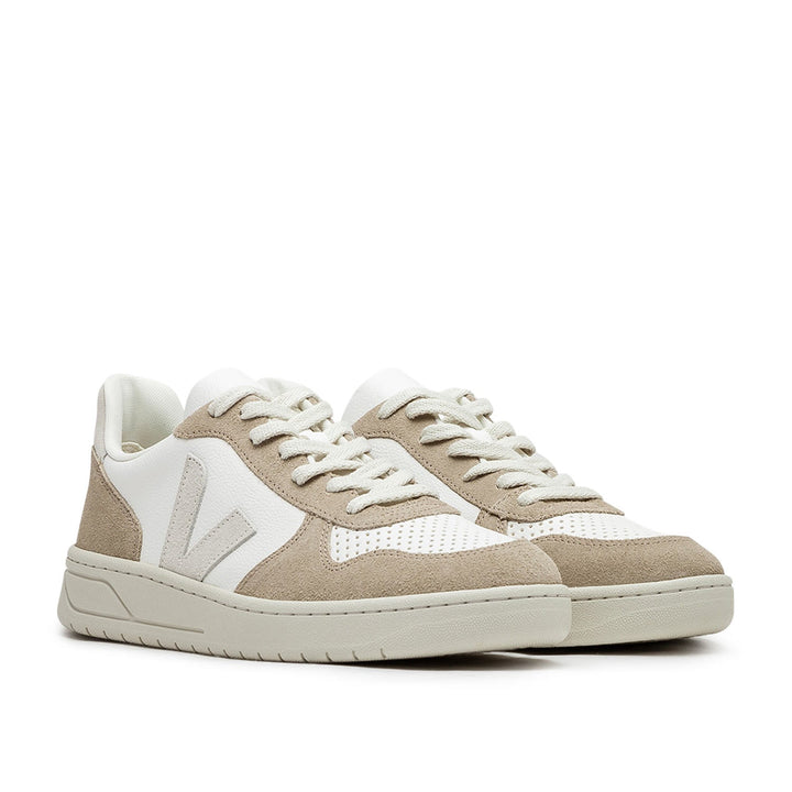 Veja V-10 Leder (Beige / Braun)